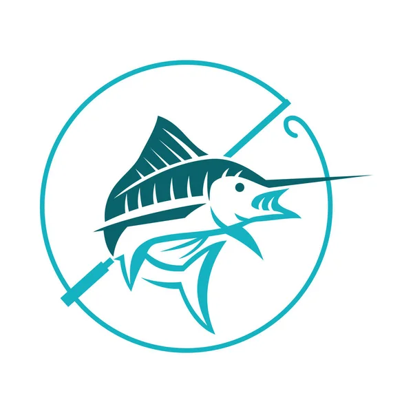 Marlin Pesca Deporte Marlin Pesca Empresa Icono Ilustración Marca Identidad — Vector de stock