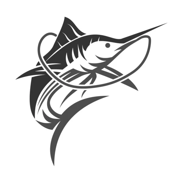 Marlin Rybolov Sport Marlin Ryby Podnikání Icon Ilustrace Značka Identita — Stockový vektor