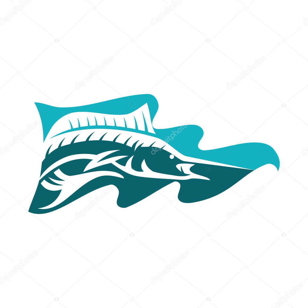 Marlin fish on flag Icon Illustration Brand Identity