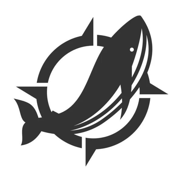 Ikona Značky Whale Compass Icon Ilustration — Stockový vektor