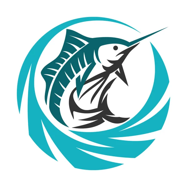 Marlin Ryby Oceánu Icon Ilustrace Značka Identita — Stockový vektor