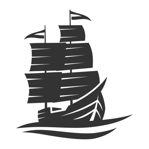 Båt Fartyg Yacht Logotyp Ikon Illustration Varumärke Identitet — Stock vektor