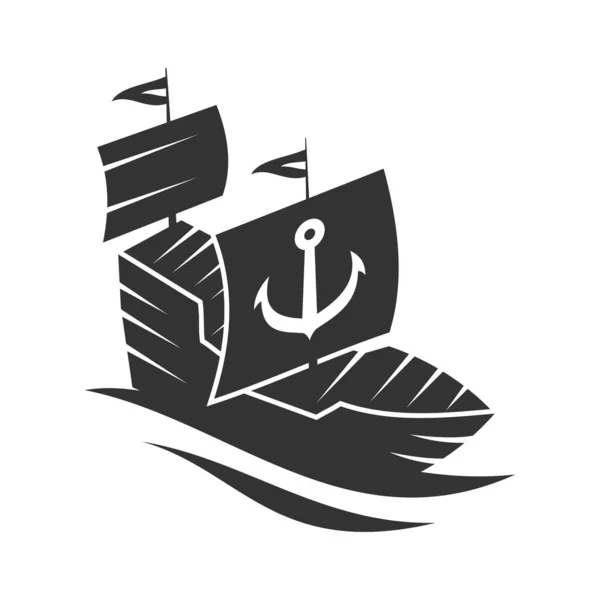 Bateau Bateau Ancre Yacht Logo Icône Illustration Marque Identité — Image vectorielle