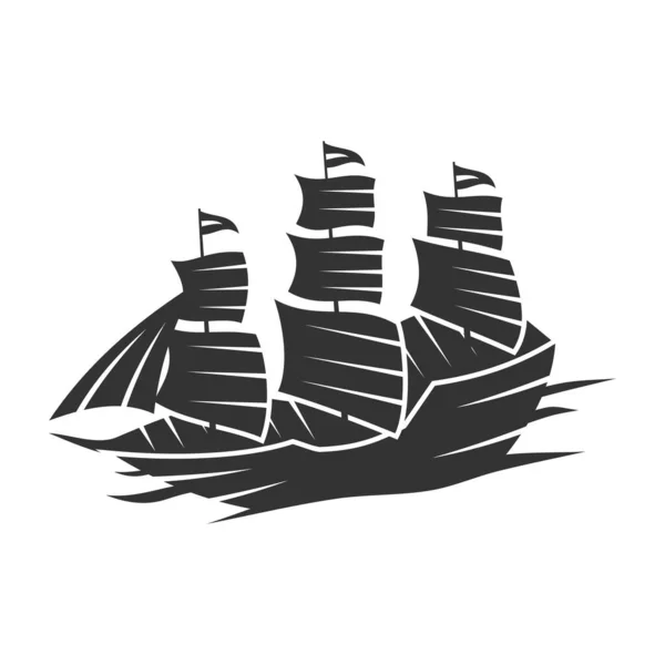 Logo Jachtu Łodzi Ikona Ilustracja Tożsamość Marki — Wektor stockowy