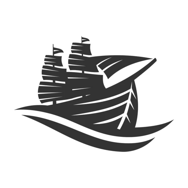 Båt Fartyg Yacht Logotyp Ikon Illustration Varumärke Identitet — Stock vektor
