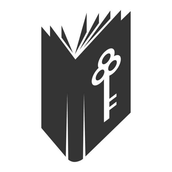 Book Key Negative Space Logo Icon Illustration Brand Identity — Stock Vector