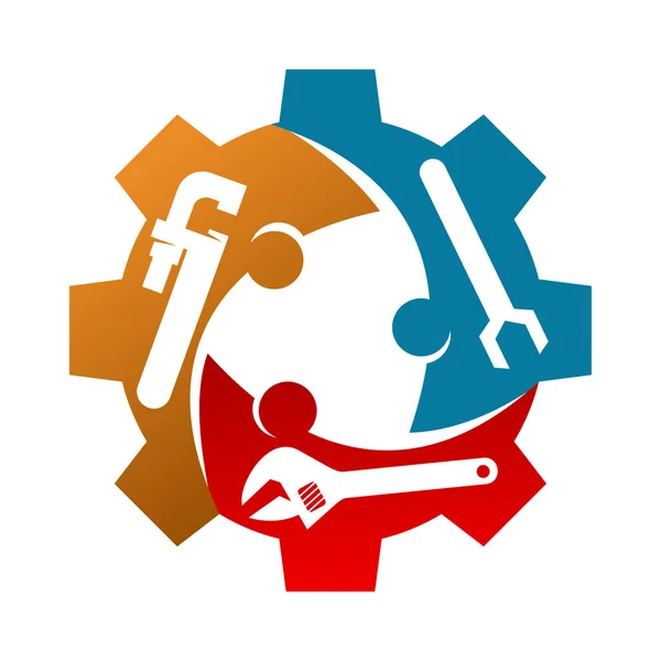 Logo Zespołu Maszyn Serwisowych Ikona Ilustracja Tożsamość Marki — Wektor stockowy