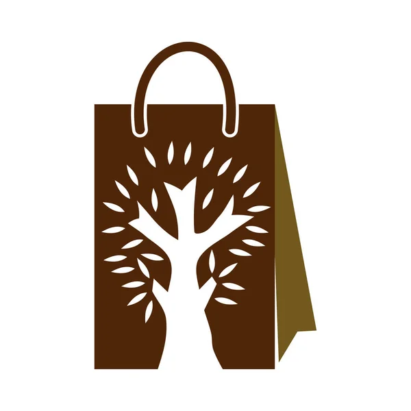 Alışveriş Çantası Logosu Simge Resimli Ağaç Marka Kimliği — Stok Vektör
