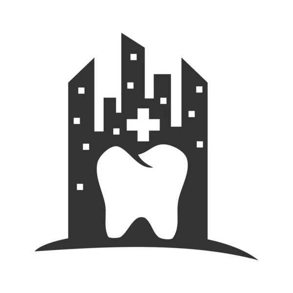 Icono Diseño Logo Ciudad Dental Ilustración Identidad Marca — Vector de stock