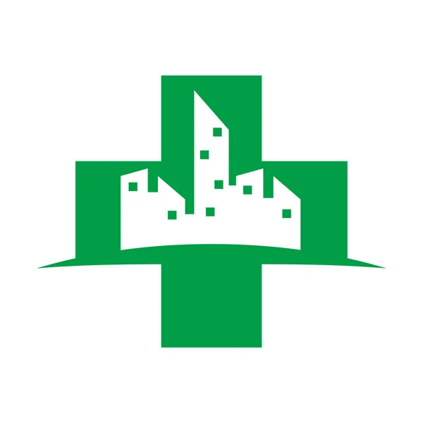 Πόλη Ιατρική Υγεία Λογότυπο Εικονίδιο Εικονογράφηση Μάρκα Ταυτότητα — Διανυσματικό Αρχείο