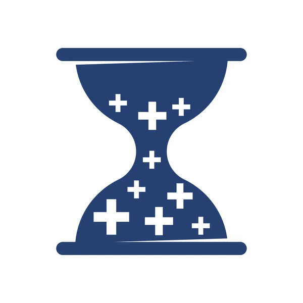 砂時計医療十字健康ロゴアイコンイラストブランドアイデンティティ — ストックベクタ