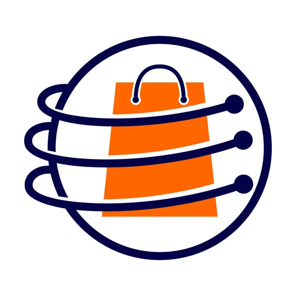 Digitaler Shop Online Welt Logo Icon Illustration Markenidentität — Stockvektor