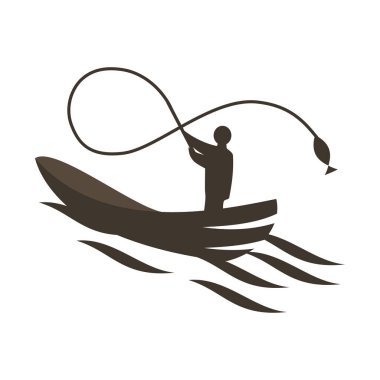 Tekne teknesi balıkçılık logosu Simge İllüstrasyonu Marka Kimliği