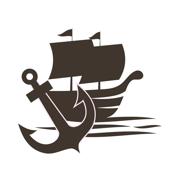 Boat Ship Anchor Marine Logo Icon Illustration Brand Identity — Stockvektor