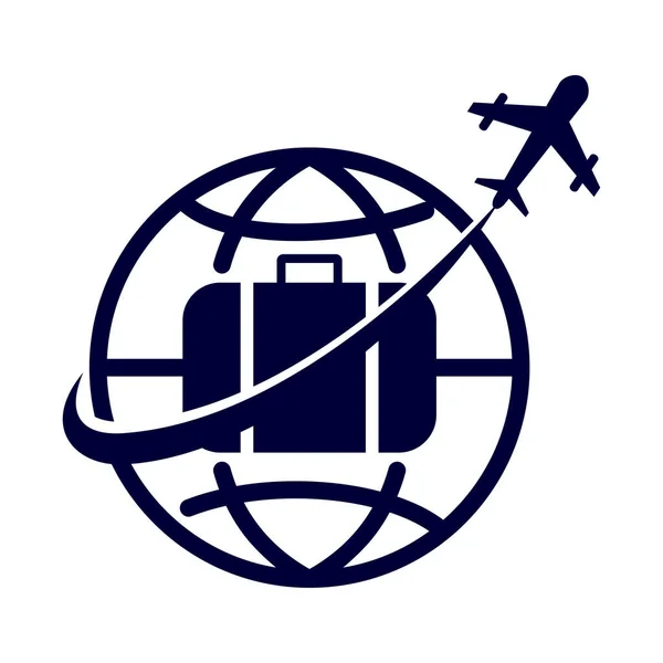 Traveling Plane World Business Logo Icon Illustration Brand Identity — 图库矢量图片