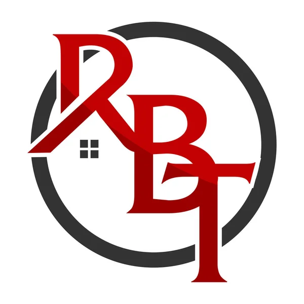 Immobiliare Tetto Casa Logo Lettera Rbt — Vettoriale Stock
