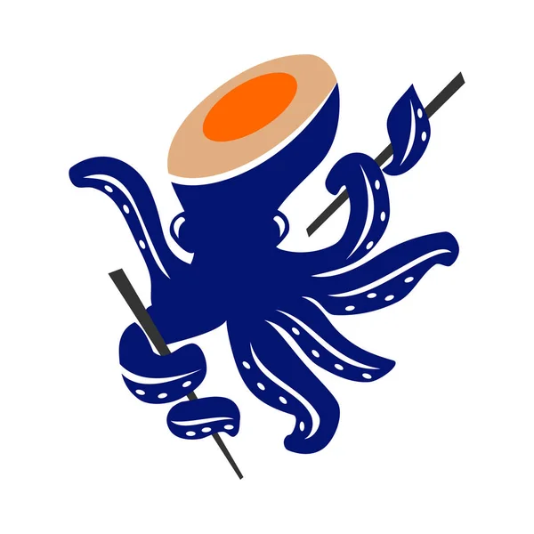Ośmiornica Sushi Restauracja Logo Ikona Ilustracja Tożsamość Marki — Wektor stockowy