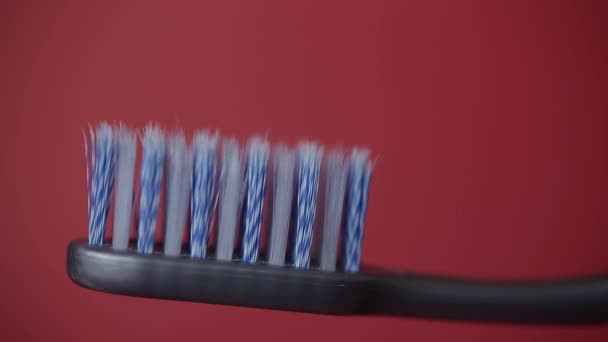 Крупним Планом Паста Наноситься Зубну Щітку — стокове відео