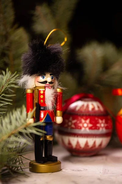 Close Van Notenkraker Speelgoed Soldaat Kerst Decoratie — Stockfoto