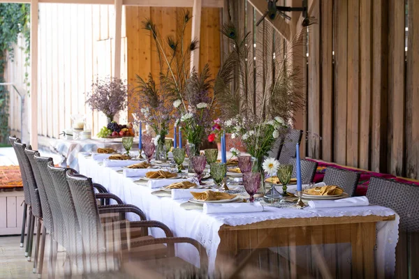 Beautifully Organized Event Served Festive Table — Stock Photo, Image