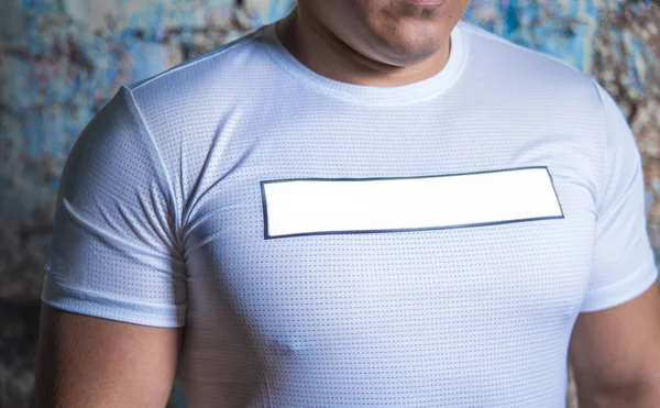 Man Een Witte Sport Shirt Close — Stockfoto