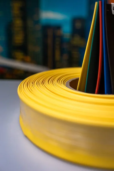 Yellow Rubber Insulation Electrical Wires Roll — Stock Photo, Image