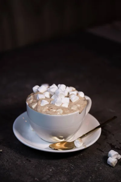 Coffee Mug Marshmallows Light Background Marshmallows Scattered — Stock Photo, Image