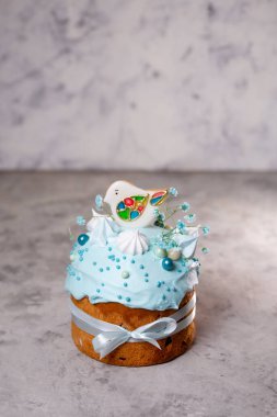 Metni kopyalayacak bir yeri olan geleneksel Paskalya pastası. Geleneksel Paskalya Keki, Paskalya Ekmeği. Kartpostal