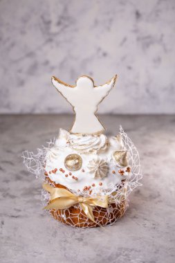 Metni kopyalayacak bir yeri olan geleneksel Paskalya pastası. Geleneksel Paskalya Keki, Paskalya Ekmeği. Kartpostal