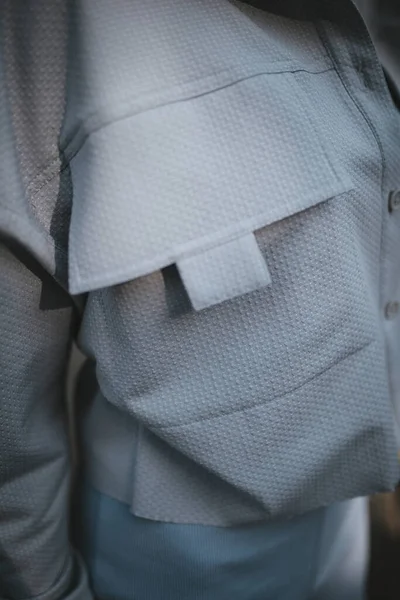 Girl Gray Shirt Close Fabric Texture — Zdjęcie stockowe