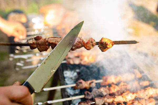 Cocinar Barbacoa Parrilla Verano — Foto de Stock