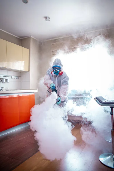 Disinfection Room Viruses Man Quarantine Clothes Disinfecting Room — ストック写真