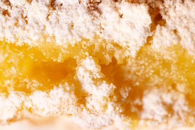 Texture of fluffy sponge cake, close up view.