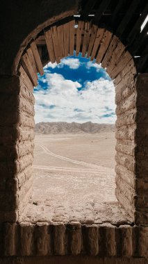 view from the window to the desert from the old castle.