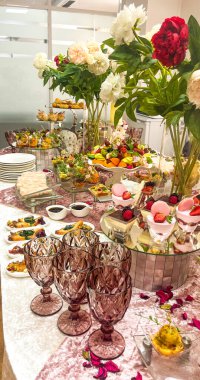 catering table set with snacks and various dishes for the holiday.