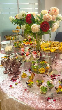 catering table set with snacks and various dishes for the holiday.