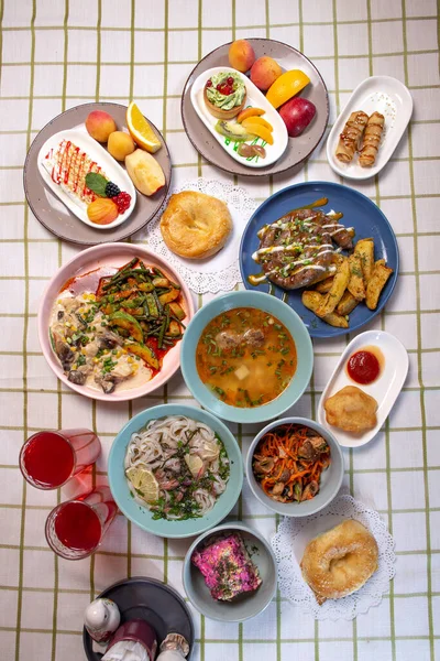 Top View Table Full Food Cafe — Stock Photo, Image