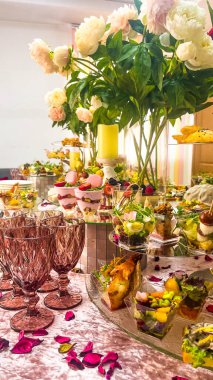 catering table set with snacks and various dishes for the holiday.