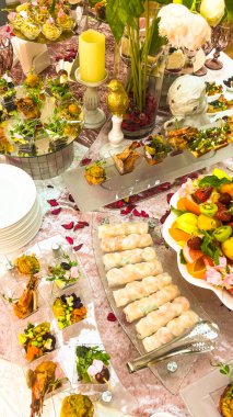 catering table set with snacks and various dishes for the holiday.