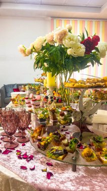 catering table set with snacks and various dishes for the holiday.