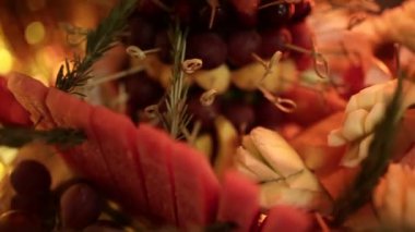 juicy fruit plate on the table in the restaurant.