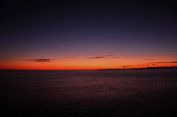 Sonnenuntergang Auf See Und Meerblick — Stockfoto