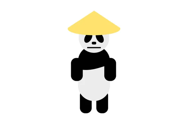 Panda φορώντας ένα μπαμπού καπέλο διανυσματική απεικόνιση — Διανυσματικό Αρχείο