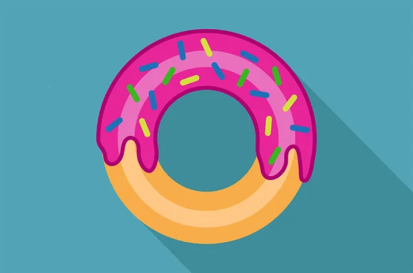 Vector illustration of a donut on blue background — Stock Vector