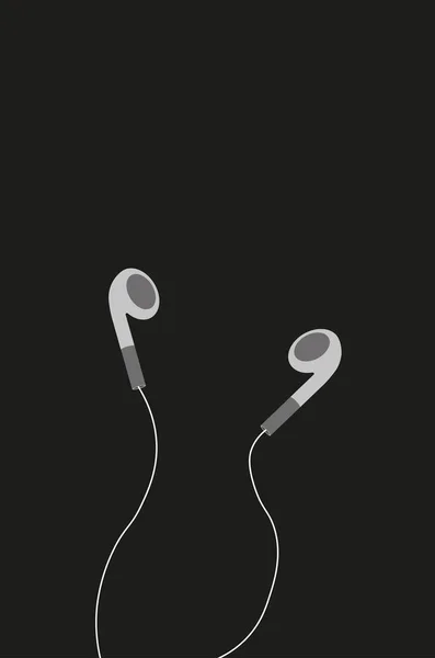 Vector Illustration Grey Earphones Black Background — Stockvektor