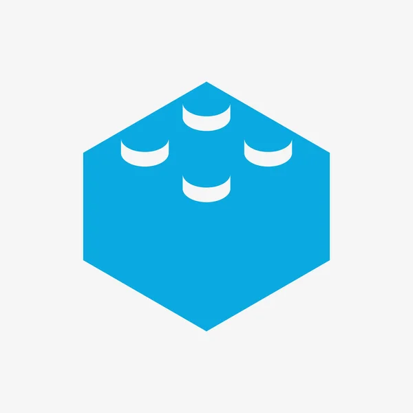 A blue vector icon of toy building block — ストックベクタ
