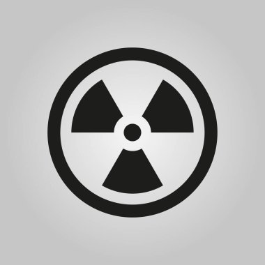Gri arkaplanda siyah bir vektör radyasyon simgesi