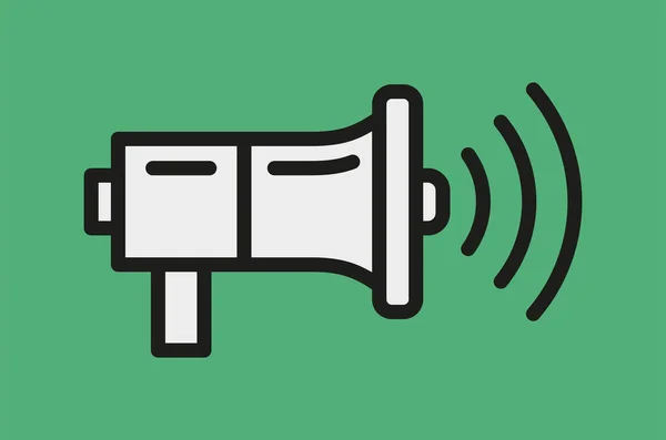 Megaphone with black outlines on green background — Archivo Imágenes Vectoriales