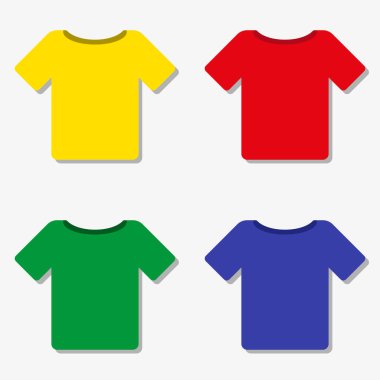 Farklı renklerde tişörtlerin vektör illüstrasyonu
