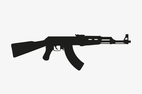 Siyah bir vektör illüstrasyon AK47 makineli tüfek — Stok Vektör